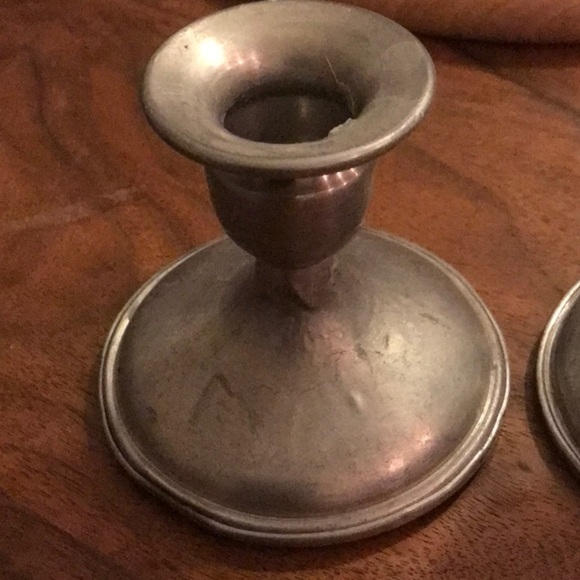 Revere Pewter VTG Pair Of 2 Candle Holders Weighted Pewter Set Round - Picture 10 of 13